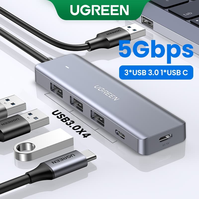 Bộ chia USB nhiều cổng 4 cổng UGREEN HUB tốc độ cao siêu mỏng cho máy tính xách tay PC