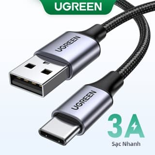 Ugreen 3A Type C Cáp sạc Nylon nhanh Dây điện thoại 3A QC3.0 USB Type C Sạc