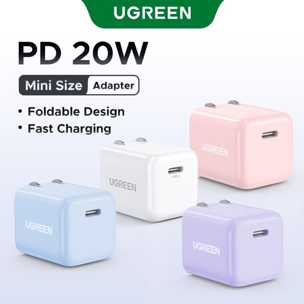 Cục sạc nhanh UGREEN mini 20W PD USB type-C thích hợp iPhone 13 13 Mini 13 Pro 13ProMax 12ProMax SE 11 Pixel Galaxy S