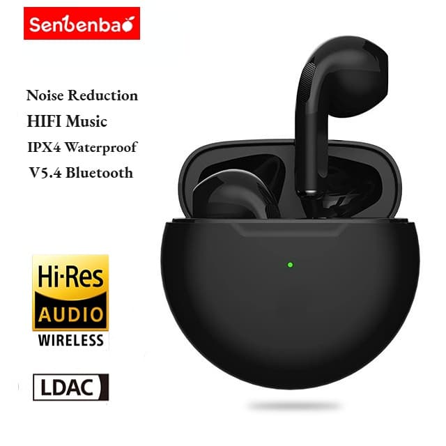 SENBENBAO Tai nghe Pro 6 Tai nghe âm thanh nổi không dây Tai nghe Bluetooth Cuộc gọi HD chất lượng cao Tai nghe thể thao chống nước dung lượng lớn Bass sâu Tự động ghép nối Tai nghe cảm ứng thông minh