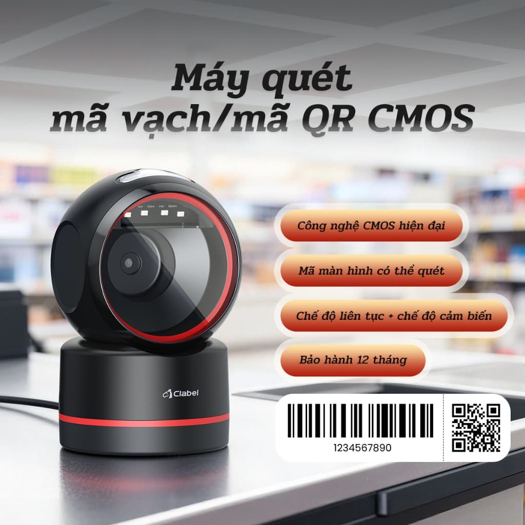 T27H  Máy quét mã vạch đa tia để bàn, công nghệ CMOS, quét QR, 2D, Quét liên tục phần mền bán hàng,Dùng cho cửa hàng, siêu thị, shop thời trang
