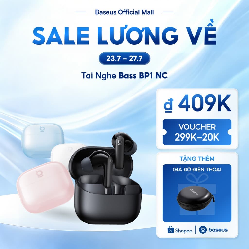 [Hàng mới về] Tai nghe chống ồn Baseus Bass BP1 NC Super Bass Bluetooth 6.0 41H Tuổi thọ pin dài