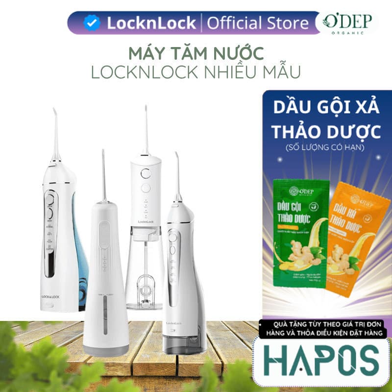 Máy tăm nước không dây LocknLock ENR166GRY, ENR156BLU, ENR166WHT Kèm đầu thay, Chính hãng - HAPOS LSA