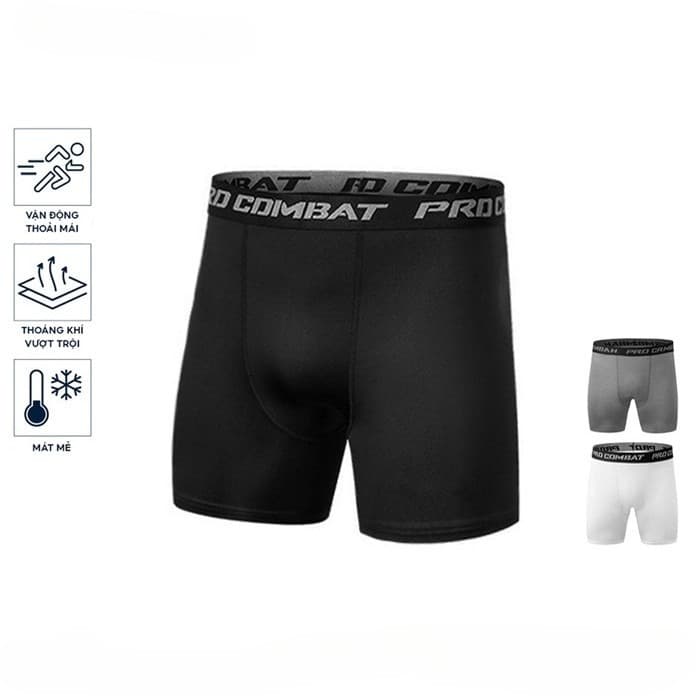 Quần Lót Nam  Combatize Chạy Bộ Vải Cotton Cao Cấp Form Bó Legging Dài Giữ Nhiệt Boxer