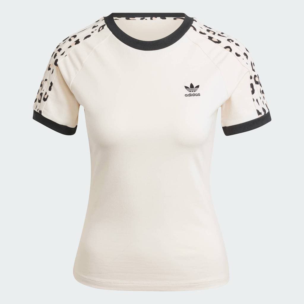 adidas Lifestyle Leopard 3-Stripes Tee Women White IW8474