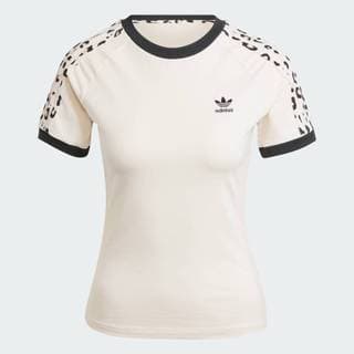 adidas Lifestyle Leopard 3-Stripes Tee Women White IW8474