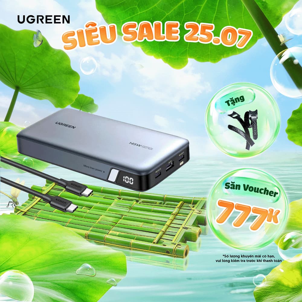 Pin sạc dự phòng Ugreen 10000mAh - 25000mAh | Sạc nhanh 100W - 200W | Chính hãng - Bảo hành 18 tháng 1 đổi 1