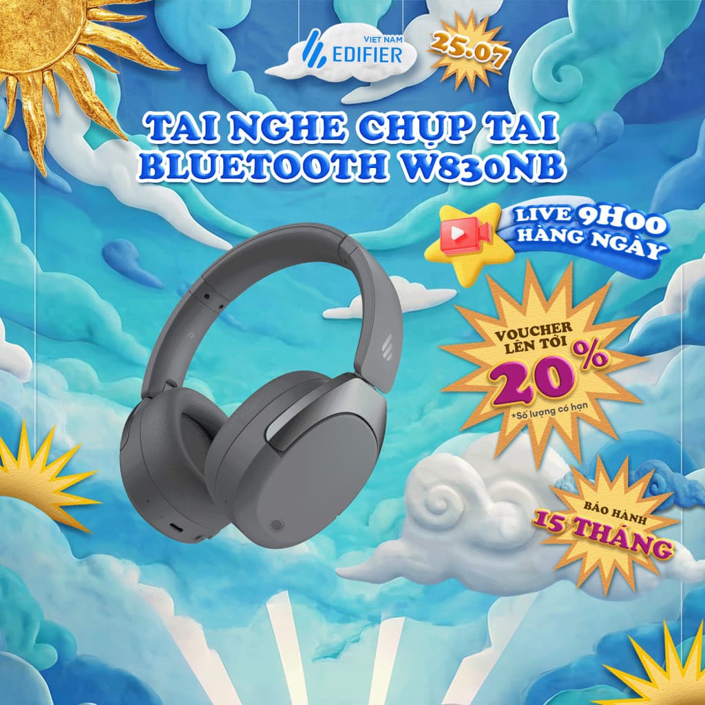 Tai Nghe Bluetooth Chụp Tai EDIFIER W830NB | Chống Ồn Chủ Động | Thời Gian Sử Dụng Tới 96H | Bảo Hành 15 Tháng