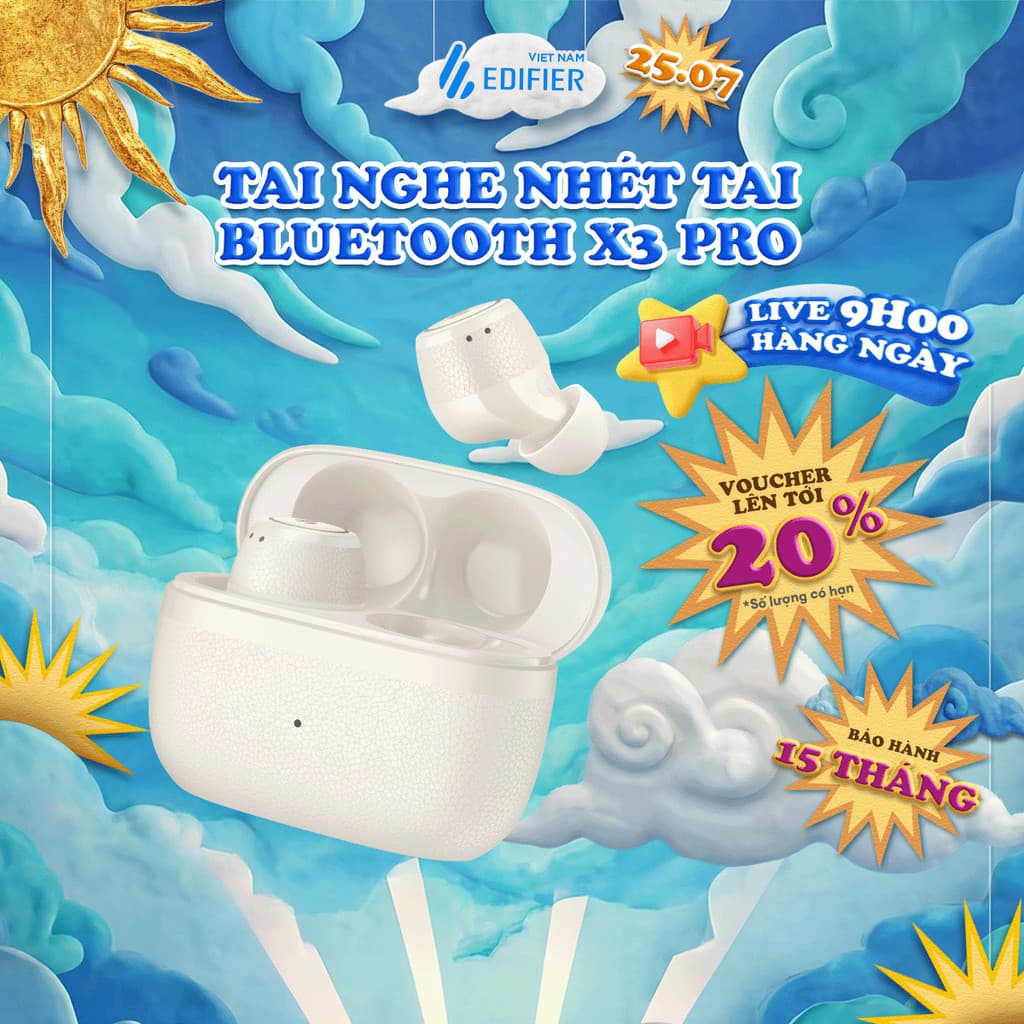 Tai Nghe Bluetooth Nhét Tai EDIFIER X3 LITE/X3 PRO | Khử Tiếng Ồn Môi Trường | Sử Dụng Đến 24H | Bảo Hành 15 Tháng