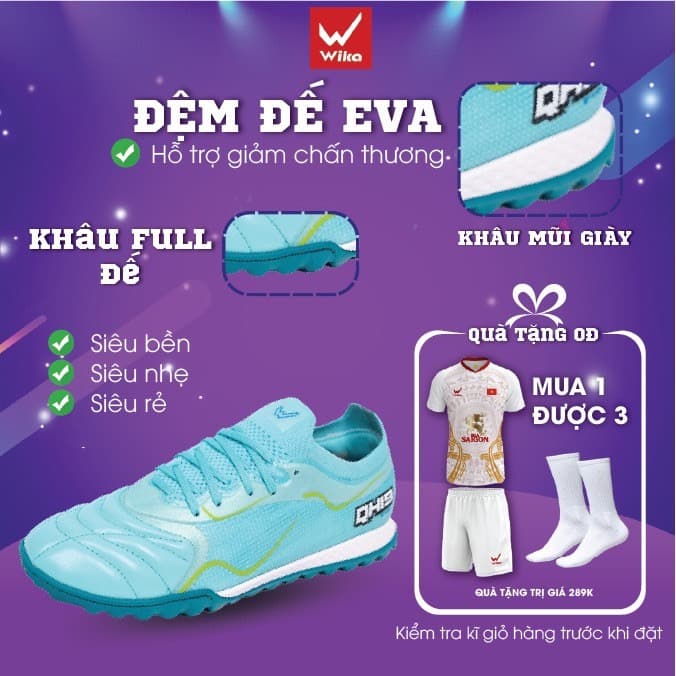GIÀY WIKA QUANG HẢI QH19 Z-VOL,da Microfiber kết hợp da TPU cao cấp,vải sợi dệt Wi-Flyknit co giãn giúp tăng độ ôm chân