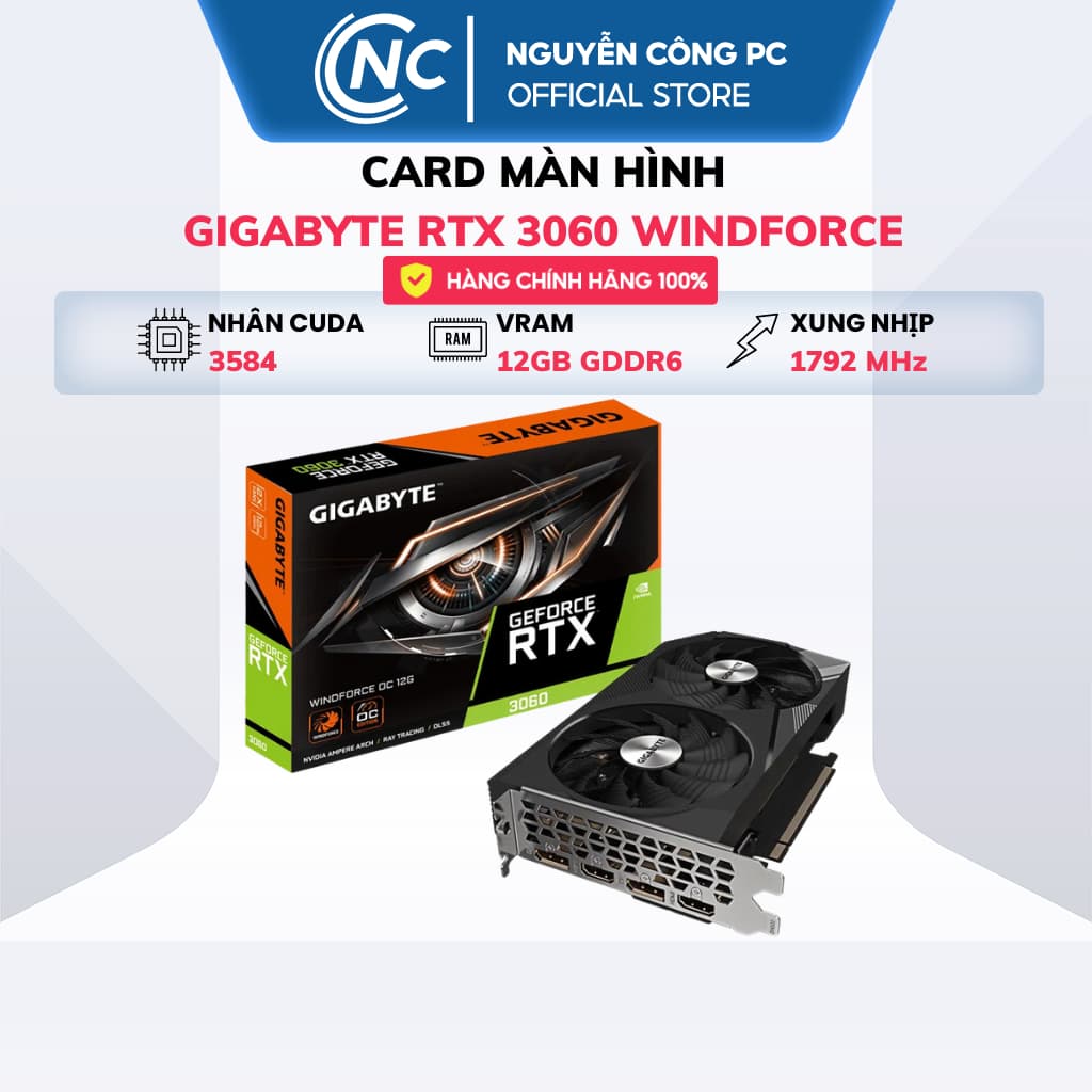 Card Màn Hình Gigabyte GeForce RTX 3050/3060 WINDFORCE OC  - Hàng chính hãng BH 36 TH