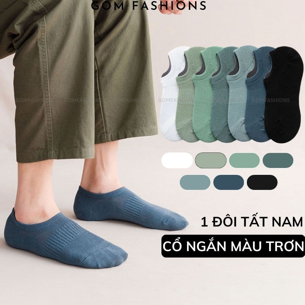 Tất lười nam cao cấp GOMTAT, vớ cổ thấp màu trơn basic chất liệu cotton êm chân, thiết kế thoáng khí -HAI-MIA-1401-1DOI
