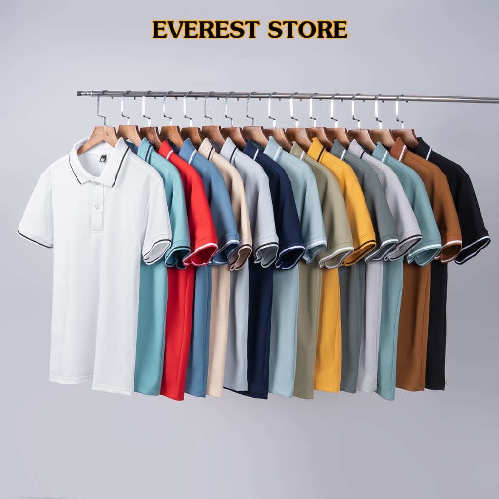Áo thun polo nam chất vải cá sấu co giản 4 chiều phối viền sọc thời trang Everest Nhiều màu