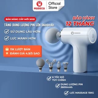 Máy Massage Cầm Tay Mini Cao Cấp Modeco - Công Nghệ AI Cảm Biến Lực Nhấn Giúp Giảm Đau Mỏi, Giãn Cơ Sau Tập Luyện