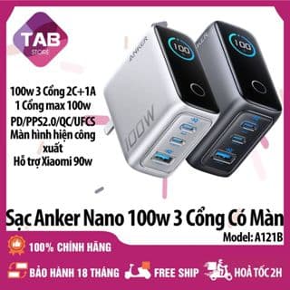 Sạc Anker Nano 100W 2C1A PD3.1 QC PPS2.0 UFCS  Màn Hình Báo Công Suất A121B - Bảo Hành 18 Tháng