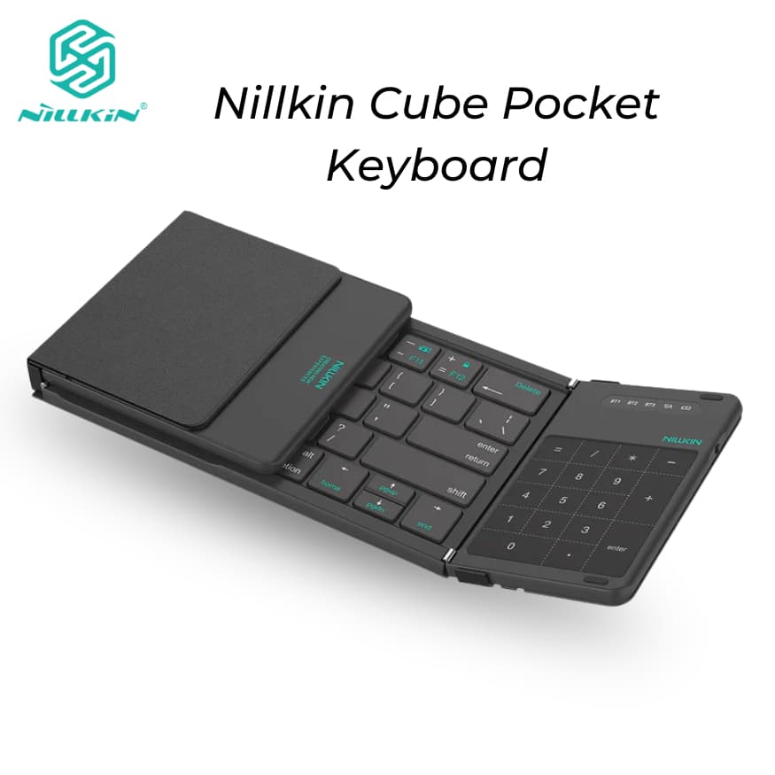 Bàn Phím Không Dây Gập Gọn Nillkin Cube Foldable Keyboard Bọc Da Tích Hợp Sẵn TouchPad Cho Smartphone, Ipad, Laptop