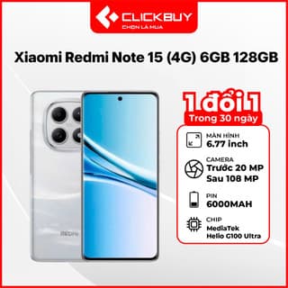 Điện Thoại Xiaomi Redmi Note 15 (4G) 6GB 128GB Chính Hãng Màn Hình AMOLED Pin 6000mAh