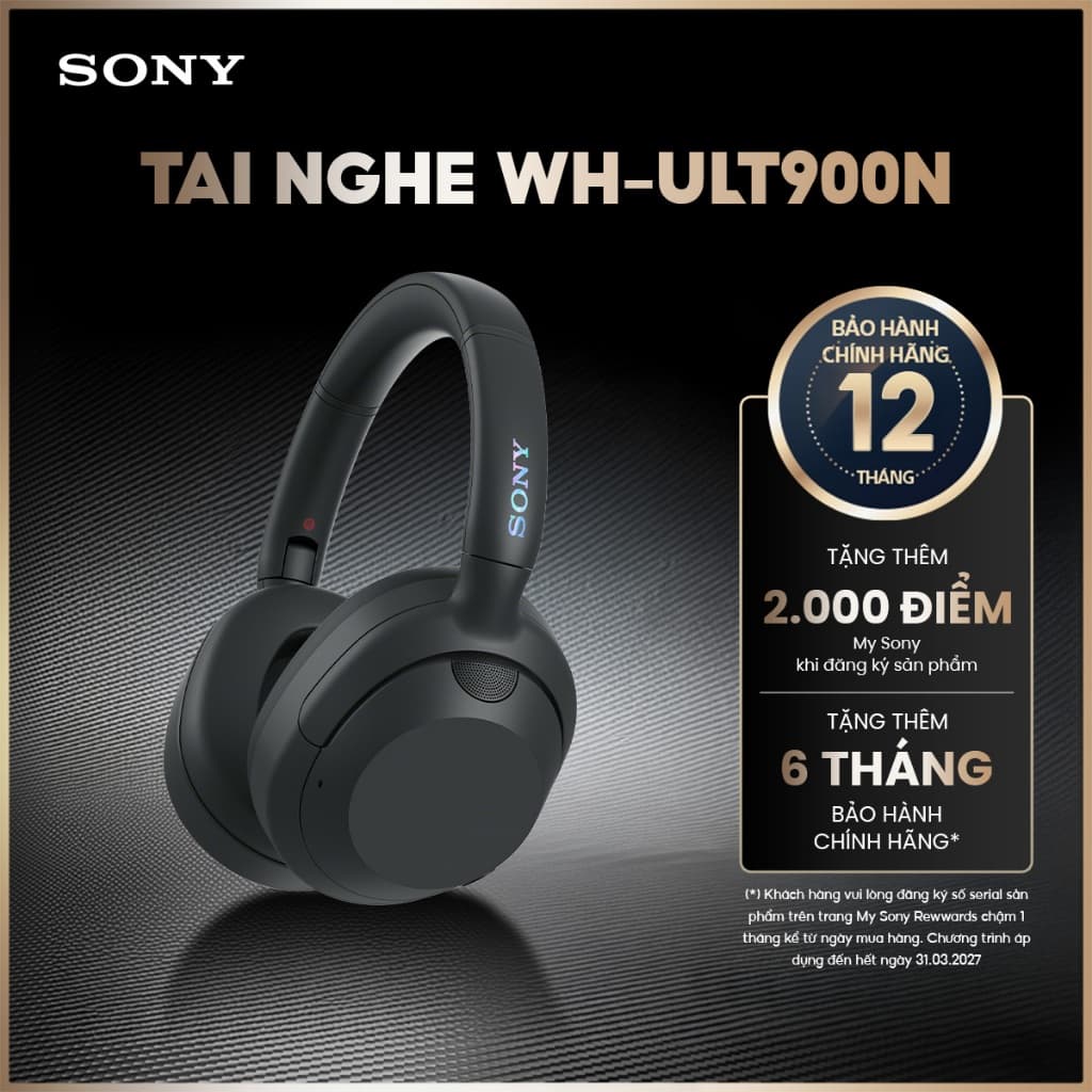 Tai nghe bluetooth chụp tai Sony WH-ULT900N chống ồn chủ động, pin 50h, âm bass mạnh mẽ
