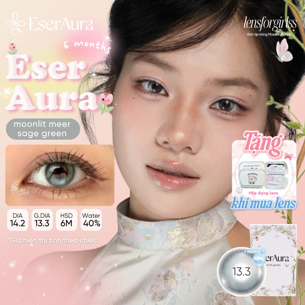 Kính áp tròng MOONLIT MEER GREEN chính hãng ESER AURA | Hsd 6 tháng | LENSFORGIRLSS