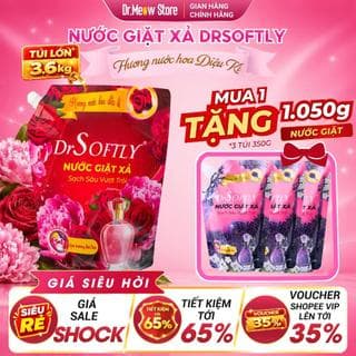 [COMBO 3.6KG TẶNG 1050G] Nước Giặt Xả DrSoftly 5in1 Hương Nước Hoa/Lavender - Giặt Sạch, Xả Mềm, Lưu Hương Lâu,Tiết Kiệm