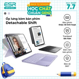 Ốp lưng kèm bàn phím ESR Detachable Shift dành cho iPad Air 4/5/6/7/8, Gen 11/A16/10, Pro M4/M5 tháo rời linh hoạt