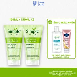 [LS] Combo 2/ Tuýp lẻ sữa rửa mặt Simple lành tính và hiệu quả cho mọi loại da 150ml, 150mlx2