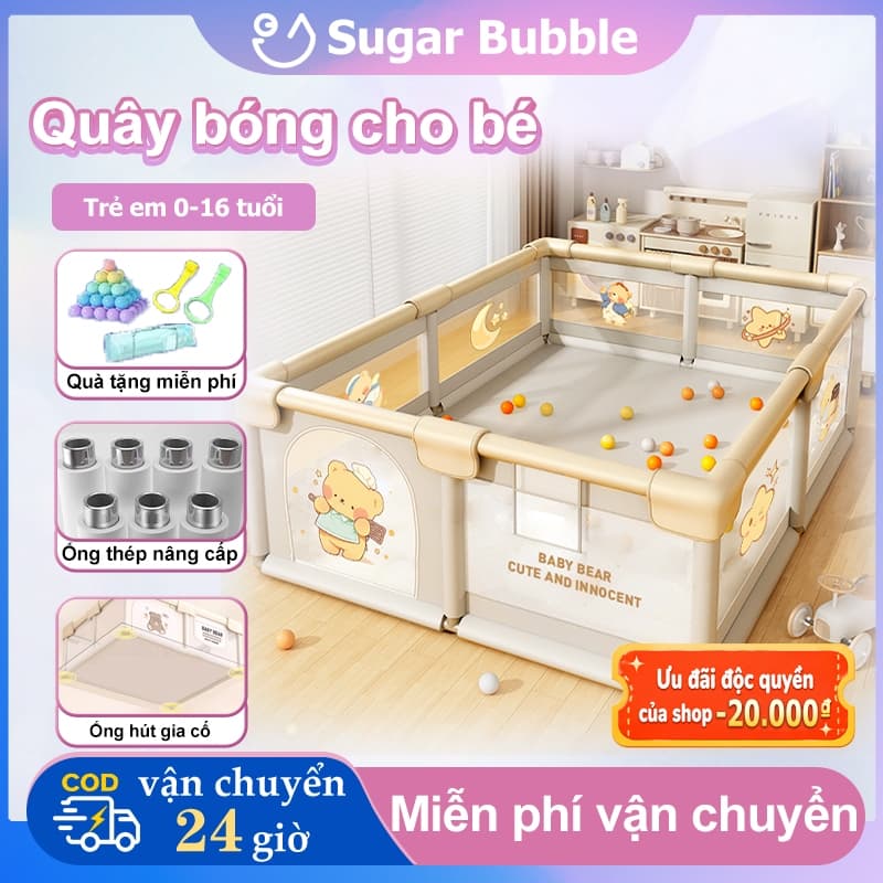 Quây bóng cho bé, quây banh cho bé cao cấp 2026 khung inox không rỉ năm an toàn cho bé , Tặng 4 quà