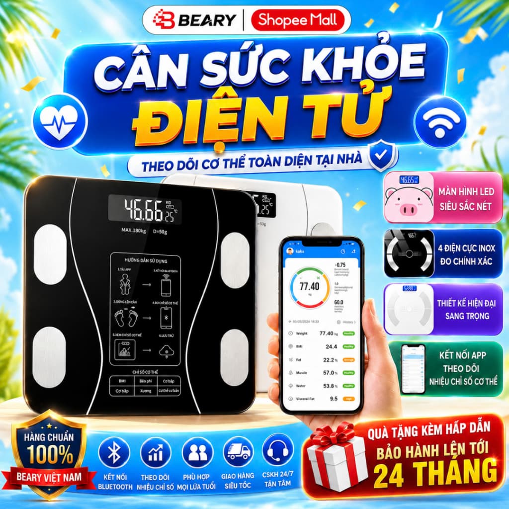Cân Điện Tử METIS Sạc USB Kết Nối Bluetooth Phân Tích Chỉ Số Cơ Thể Trọng Lượng Tối Đa 180kg