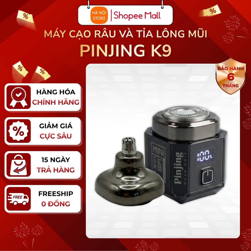 Máy cạo râu Pinjing K9, 2 chức năng trong 1 máy vừa cạo râu vừa cắt lông mũi, nhỏ gọn tiện lợi