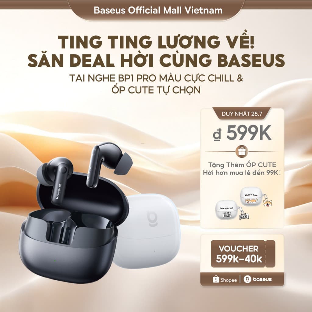 Tai Nghe Bluetooth Baseus BP1 Pro ANC -50dB Bass Tốt 55 Giờ Phát Nhạc Chống nước IPX55 Hi-Res