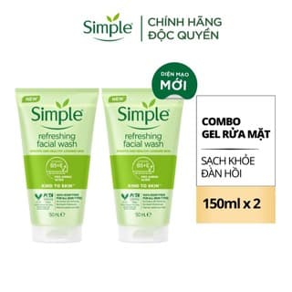 [LS] Combo 2/ Tuýp lẻ sữa rửa mặt Simple lành tính và hiệu quả cho mọi loại da 150ml, 150mlx2