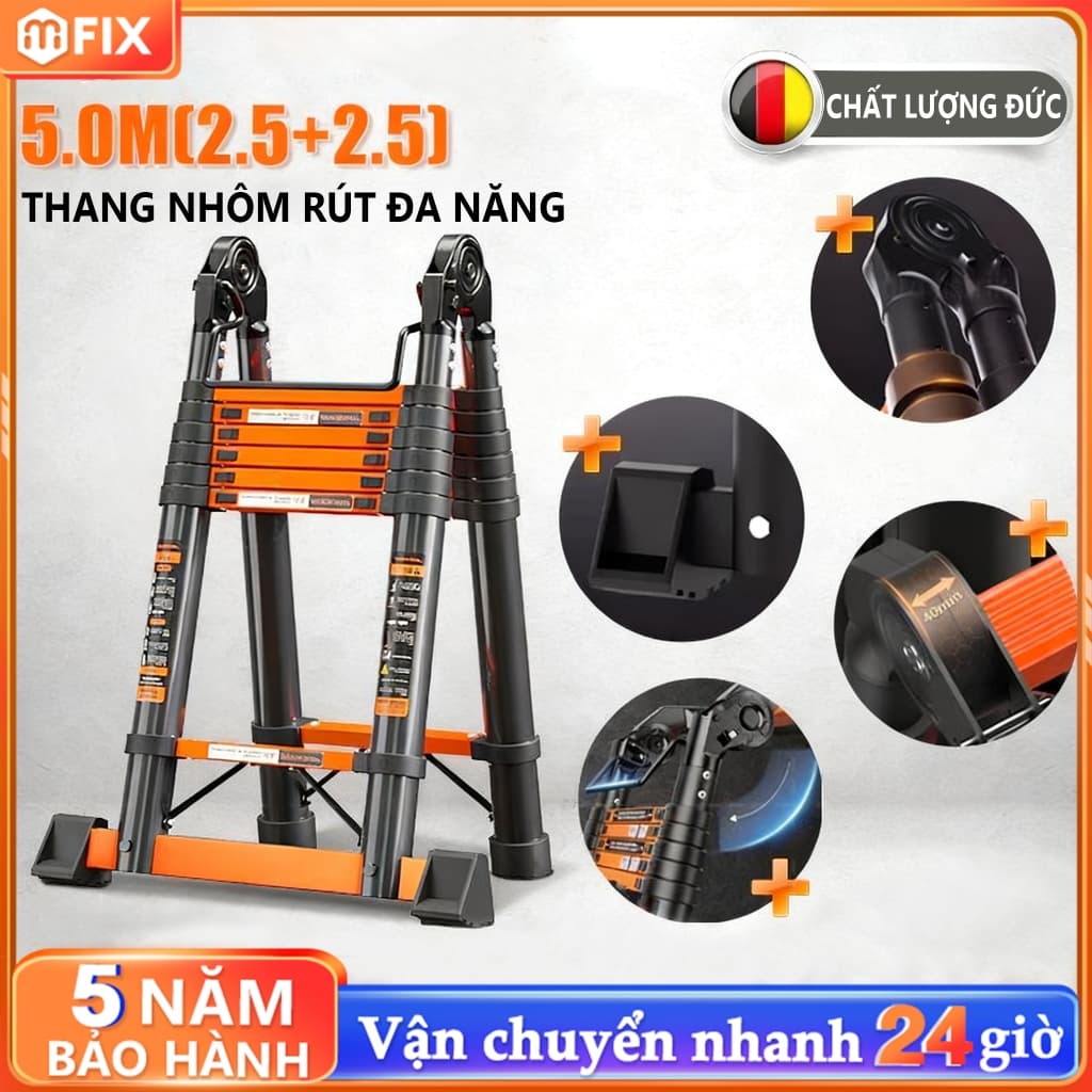 thang gấp gọn Thang Nhôm Rút Inox Chữ A Chữ I Nhập Khẩu Thang Rút Đôi Đơn Chất Liệu Nhôm Inox Cao 1.7M 2.1M 2.5M 2.9M