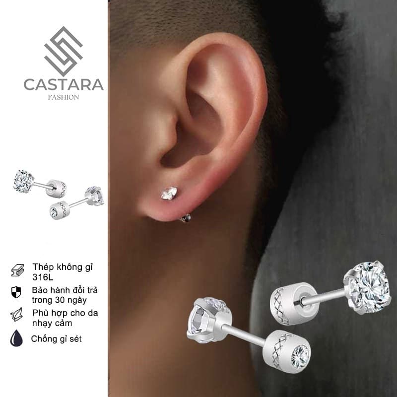 CASTARA - Khuyên tai nam tối giản bằng đá Zircon y tế