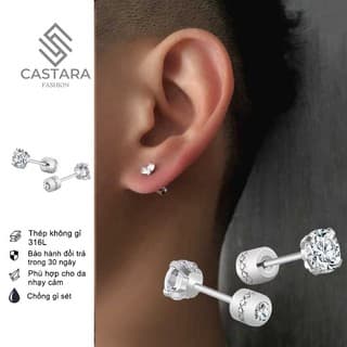CASTARA - Khuyên tai nam tối giản bằng đá Zircon y tế