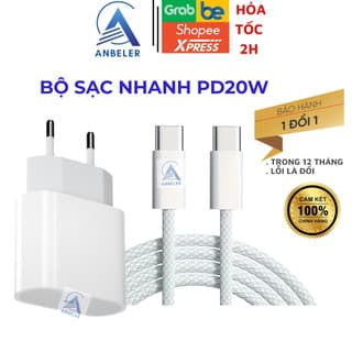 Combo Củ Cáp Sạc Nhanh 20W Chính Hãng Zin Bóc Máy, Sạc Nhanh Cho IP 15 /16 /17 Prm..., Bảo Hành 12 Tháng Lỗi 1 Đổi 1