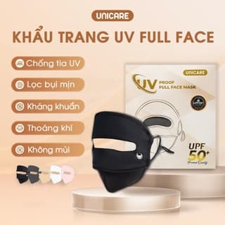 COMBO 2 Khẩu trang toàn mặt Unicare Full Face – Chống nắng UPF50+, 2 lớp, chống tia UV, thời trang